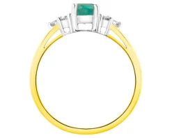 Pierścionek z żółtego i białego złota z brylantami i szmaragdem - próba 585