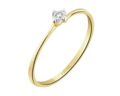 Pierścionek z żółtego i białego złota z brylantem - 0,01 ct - próba 585