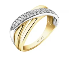 Pierścionek z żółtego i białego złota z brylantami - 0,20 ct - próba 585