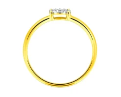 Pierścionek z żółtego i białego złota z brylantami - 0,09 ct - próba 585