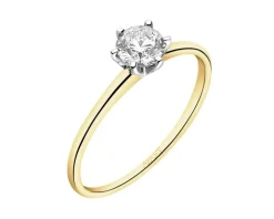 Pierścionek z żółtego i białego złota z brylantem - 0,50 ct - próba 585