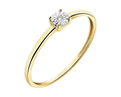 Pierścionek z żółtego i białego złota z brylantem - 0,004 ct - próba 375