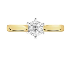 Pierścionek z żółtego i białego złota z brylantem - 0,15 ct - próba 585