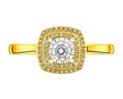 Pierścionek z żółtego i białego złota z diamentami - 0,23 ct - próba 585