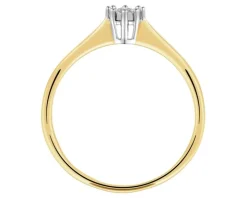 Pierścionek z żółtego i białego złota z brylantem - 0,05 ct - próba 375