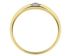 Pierścionek z żółtego i białego złota z brylantem - 0,08 ct - próba 585