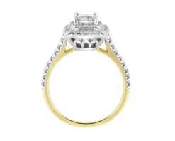 Pierścionek z żółtego i białego złota z diamentami - SI1/H - 1,00 ct - próba 585