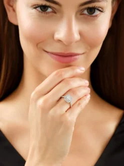 Pierścionek z żółtego i białego złota z diamentami - SI1/H - 1,00 ct - próba 585