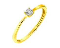 Pierścionek z żółtego i białego złota z diamentami - 0,01 ct - próba 375