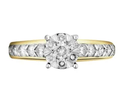 Pierścionek z żółtego i białego złota z brylantami - 0,75 ct - próba 585