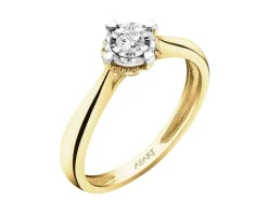 Pierścionek z żółtego i białego złota z brylantem - 0,08 ct - próba 585