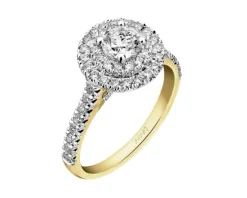 Pierścionek z żółtego i białego złota z brylantami - SI2/H - 1,03 ct - próba 585