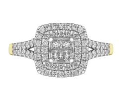 Pierścionek z żółtego i białego złota z diamentami - 0,45 ct - próba 585