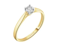 Pierścionek z żółtego i białego złota z brylantem - 0,05 ct - próba 750