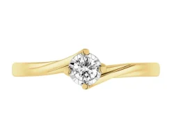 Pierścionek z żółtego i białego złota z brylantem - 0,11 ct - próba 585