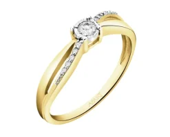 Pierścionek z żółtego i białego złota z diamentami - 0,12 ct - próba 585