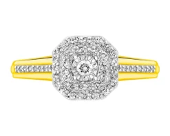 Pierścionek z żółtego i białego złota z diamentami - 0,19 ct - próba 585