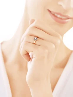 Pierścionek z żółtego i białego złota z brylantem - 0,06 ct - próba 585