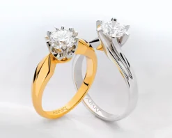 Pierścionek z żółtego i białego złota z brylantem - SI1/H - 1,50 ct - próba 750