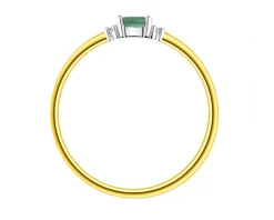 Pierścionek z żółtego i białego złota z diamentami i szmaragdem - próba 375