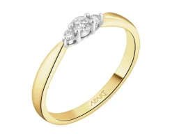 Pierścionek z żółtego i białego złota z brylantami - 0,14 ct - próba 585