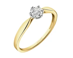 Pierścionek z żółtego i białego złota z brylantem - 0,02 ct - próba 585