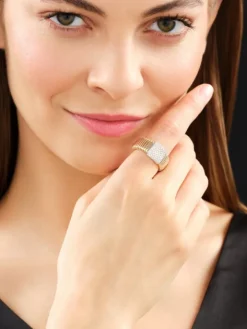 Pierścionek z żółtego i białego złota z brylantami - 0,51 ct - próba 750