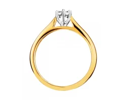 Pierścionek z żółtego i białego złota z brylantami - 0,06 ct - próba 750