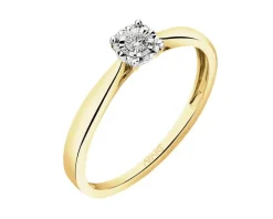 Pierścionek z żółtego i białego złota z brylantem - 0,04 ct - próba 585