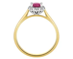 Pierścionek z żółtego i białego złota z brylantami i rubinem - próba 585