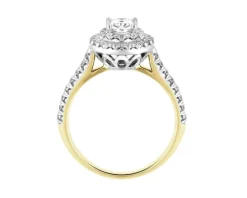 Pierścionek z żółtego i  białego złota z diamentami - SI1/H - 1,00 ct - próba 585