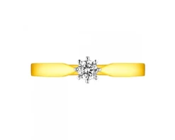Pierścionek z żółtego i białego złota z brylantem - 0,10 ct - próba 585