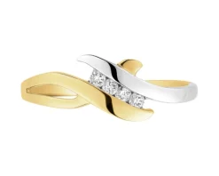 Pierścionek z żółtego i białego złota z brylantami - 0,07 ct - próba 585