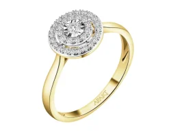 Pierścionek z żółtego i białego złota z diamentami - 0,20 ct - próba 585