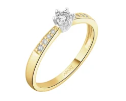 Pierścionek z żółtego i białego złota z brylantami - 0,12 ct - próba 585