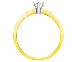 Pierścionek z żółtego i białego złota z brylantami - 0,12 ct - próba 585
