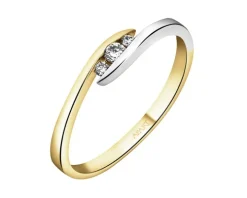 Pierścionek z żółtego i białego złota z brylantami - 0,06 ct - próba 585