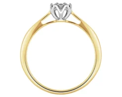 Pierścionek z  żółtego i białego złota z brylantem - 0,10 ct - próba 585