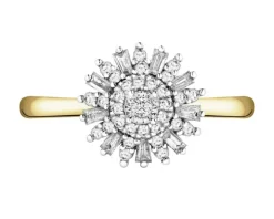 Pierścionek z żółtego i białego złota z diamentami - 0,25 ct - próba 585