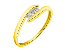 Pierścionek z żółtego i białego złota z brylantami - 0,03 ct - próba 375