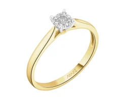 Pierścionek z żółtego i białego złota z diamentami - 0,07 ct - próba 375