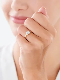 Pierścionek z żółtego i białego złota z brylantami - 0,25 ct - próba 585