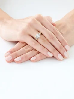 Pierścionek z żółtego i białego złota z diamentami - 0,67 ct - próba 585