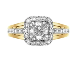 Pierścionek z żółtego i białego złota z diamentami - 0,67 ct - próba 585