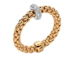 Pierścionek z żółtego i białego złota z brylantami - 0,18 ct - próba 750