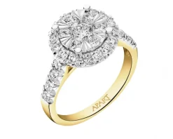 Pierścionek z żółtego i białego złota z brylantami - 1,25 ct - próba 585