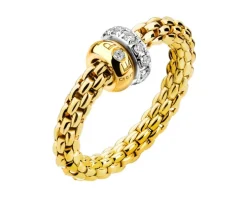 Pierścionek z żółtego i białego złota z brylantami - 0,17 ct - próba 750