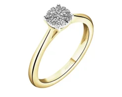 Pierścionek z żółtego i białego złota z diamentami - 0,06 ct - próba 585