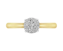 Pierścionek z żółtego i białego złota z diamentami - 0,06 ct - próba 585