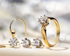 Pierścionek z żółtego i białego złota z brylantem - SI2/H - 0,37 ct - próba 585